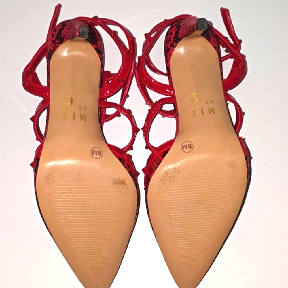 Mix No 6 Laboni Pump Red Snakeskin 8M 4"Heels - Picture 8 of 8
